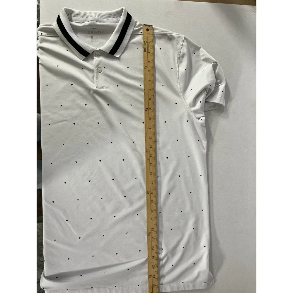 Nike Dri-Fit Golf‎ Polo Mens Lg Micro Print Shirt White Standard Fit